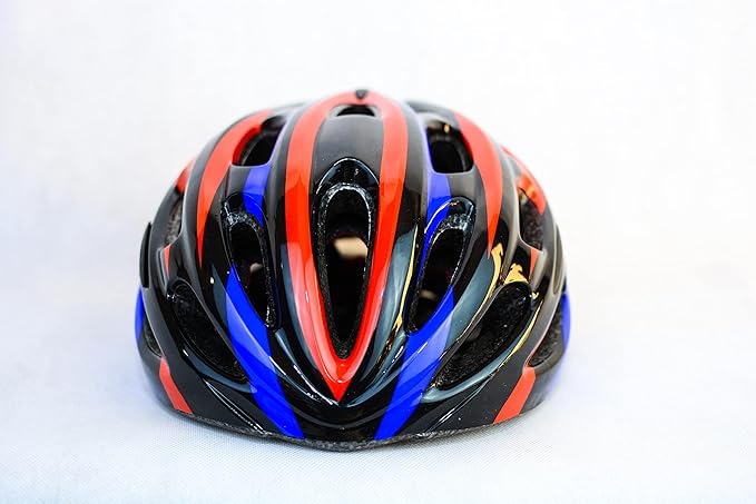 Road cycling helmet - multicolor red; blue and black, One size