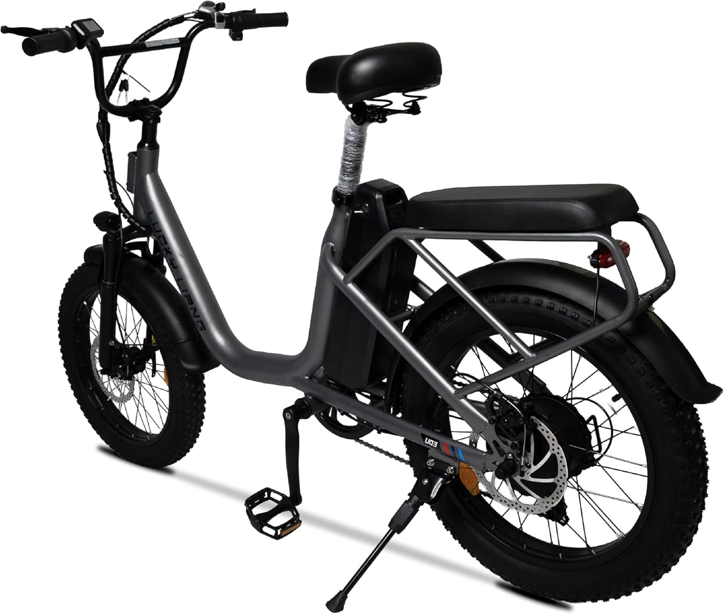 Lucky Liang U03 Electric Bike 500W Motor (750W Max), 48V 13Ah Battery, 45Km/h Speed, 45Km Range, 20”3.0 Tires, Disc Brakes, Carbon Steel Frame – Powerful Long Range E-Bike for Adults