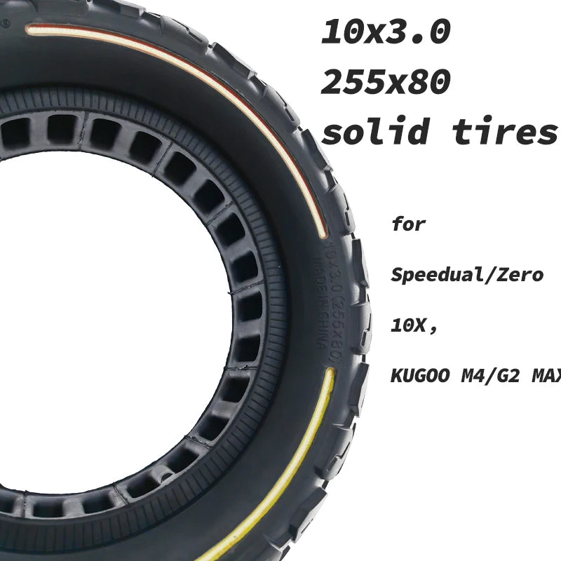 Solid Tire 10x3.0 for Zero 10X KUGOO M4 G2 Electric Scooter Rubber Black