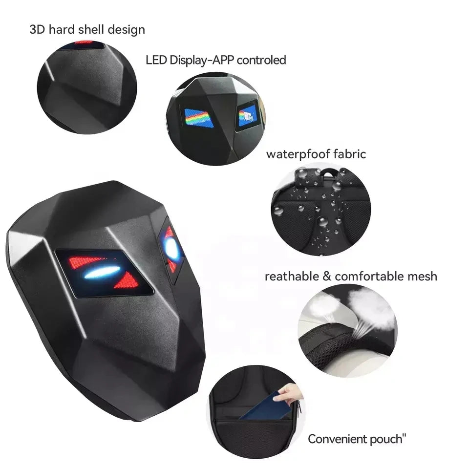 LED Knight Backpack Waterproof Hard Shell Travel Bag