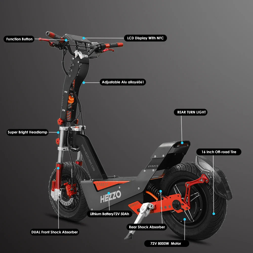 Electric Scooter Honey Whale F8 Black-Red