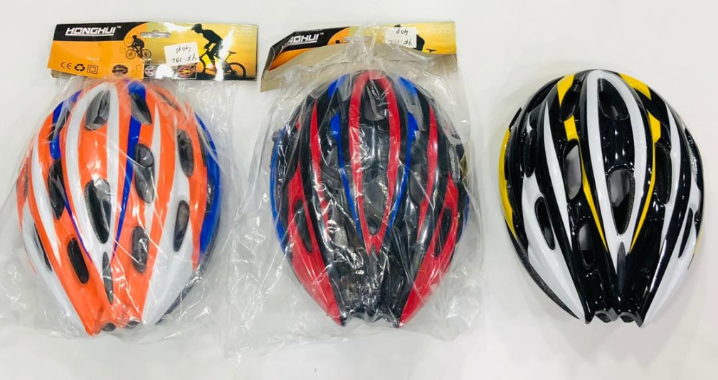 Road cycling helmet - multicolor red; blue and black, One size