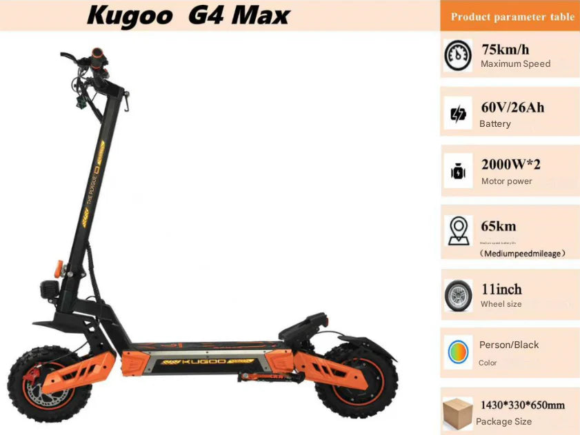 Kugoo G4 Max dual 2000W motors 75 km/h