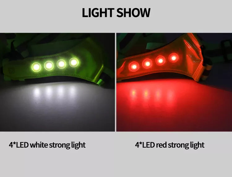 Green Reflective Illuminated Light Up Safety Vest Dusk Walking Running LED Bulbs