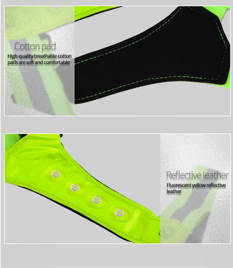 Green Reflective Illuminated Light Up Safety Vest Dusk Walking Running LED Bulbs